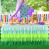 Garvee Jupe De Table Vert En Mousseline 5 Couches Pour Mariages Et Anniversaires 274x75 Cm Léger Et Élégant