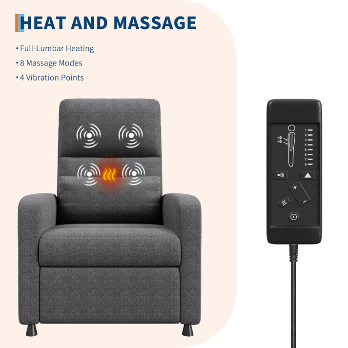 Sistema de Masaje y Termoterapia Sillón de masaje con 4 puntos de vibración y función de calor lumbar