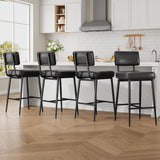 Garvee Set de 4 Taburetes de Bar, Piel Sintética, Modernos con Respaldo, para Cocina y Barra, Color Negro