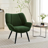 Garvee Sillón Wingback de Pana a Rayas Verdes con Respaldo Alto y Patas Metálicas, Estilo Mid-Century, Espuma Densa, para Salón y Dormitorio - Verde