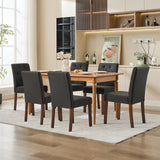 Garvee Juego De 6 Sillas De Comedor Tapizadas, Diseño Parsons Moderno, Cojines Gruesos, Tela De Lino, Patas De Madera Robusta, Estables, Para Comedor Y Restaurante