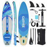 Garvee Tabla de Paddle Surf Hinchable (SUP) de 335cm con Accesorios Completos para Exploración, Yoga y Pesca - Azul Klein - Azul Klein