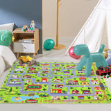 Garvee Alfombra Infantil Antideslizante Diseño Ciudad y Calles, Suave Lavable, Seguro, Bordes Reforzados, Ideal Cuartos y Salas Juego - Gris