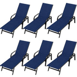Garvee Juego de 6 Tumbonas de Exterior con Respaldo Ajustable en 5 Posiciones y Tela Textilene Transpirable para Jardín y Piscina, Azul Marino - Azul Marino