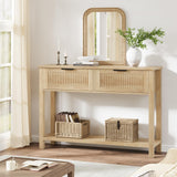 Garvee Mesa Consola de Entrada Rústica de Madera 109 cm con 2 Cajones y 2 Niveles para Sala y Recibidor, Diseño Burlywood, Almacenaje Práctico - Madera Natural