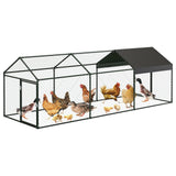 Garvee Gallinero Metálico 305 ×102 ×102 cm  Con Cubierta Impermeable Y Protección UV Para Pollos Y Patos Exterior Resistente Antióxido - Negro