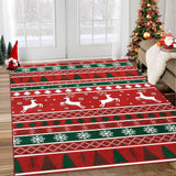Garvee Alfombra área Garvee Stor Boho Julmatta lavable máquina diseño árbol Navidad alce copo nieve sala estar dormitorio cocina comedor 160x230cm 1200gsm 100% poliéster felpa perla base lavable plegable - Rojo