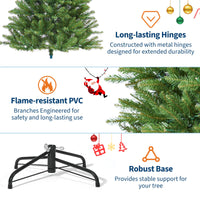 Garvee Árbol de Navidad Artificial con Iluminación LED y Hojas Realistas, Soporte Metálico Estable, 135-270 cm, Decoración para Interior y Exterior, Color Verde