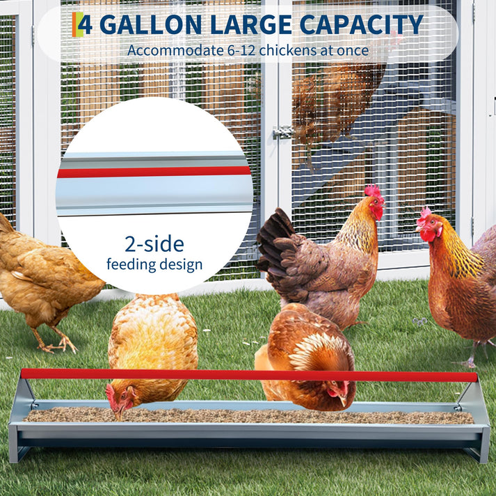 Comedero para pollos de gran capacidad con alimentación doble