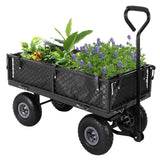 Garvee Carro de Jardín Plegable de Acero Resistente 227 kg Capacidad, Asa Ergonómica, Ruedas Neumáticas, Uso en Jardines y Granjas, 81 cm, Negro - Negro
