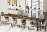 Garvee mesa de Comedor Grande 180 cm para 8-10 Personas, Ajustable y Resistente, Madera Maciza, Acabado Vintage, Patas Metálicas, Cocina y Comedor