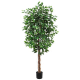 Garvee Árbol Artificial Ficus de 183 cm, Planta Decorativa Realista de Alta Densidad con 1008 Hojas y Ramas Ajustables, para Interior y Exterior Verde - Verde