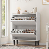 Garvee zapatero de Madera con 2 Cajones Abatibles, Estante Ajustable, Blanco, para Entrada y Pasillo, Resistente y Elegante, 88×27×95 cm - Blanco