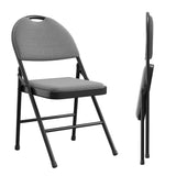 Garvee Sillas Plegables 4 Pack Metal con Cojín Acolchado y Tela para Interior y Exterior, Modernas, Plegables, Cómodas y Resistentes - Negro grisáceo