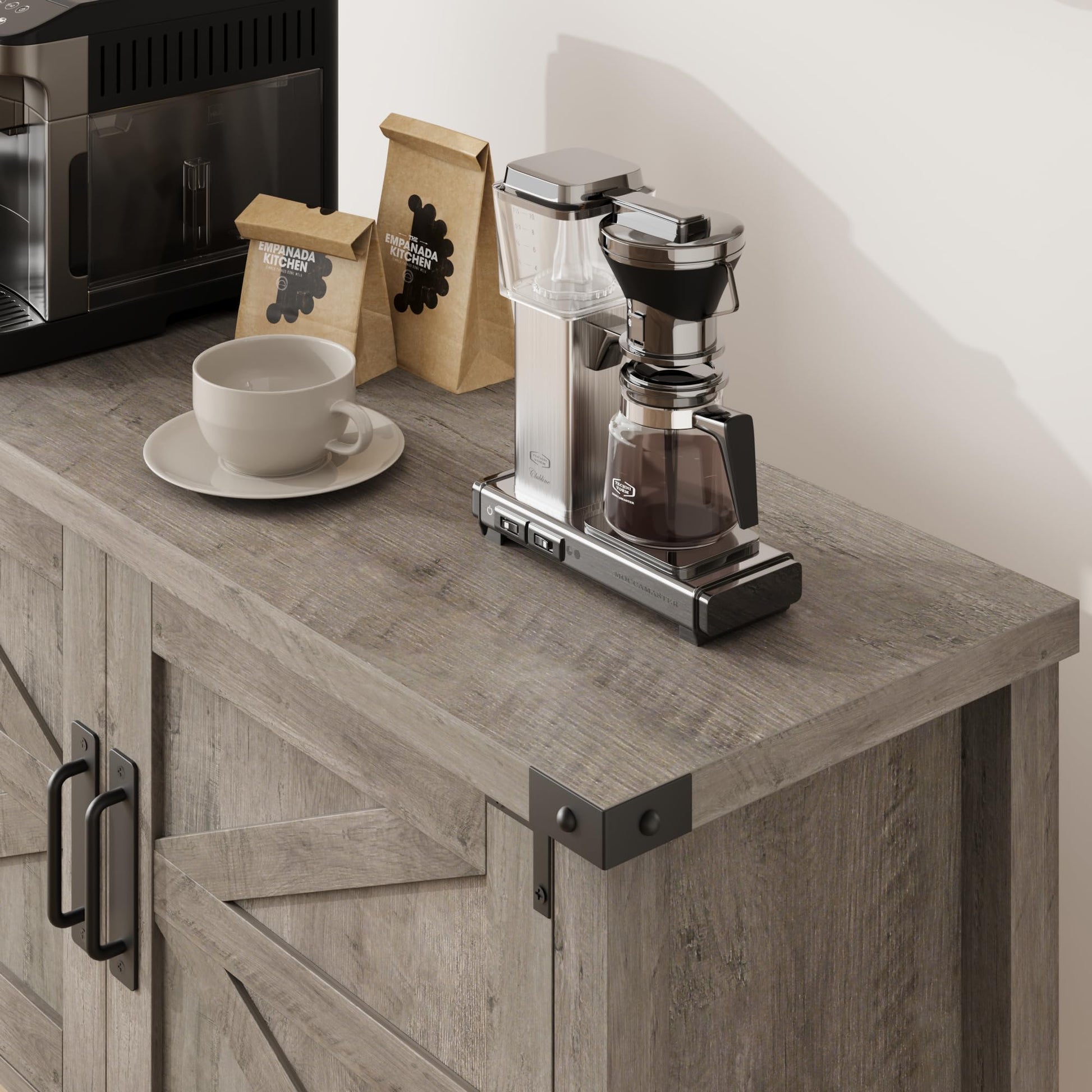 Garvee Consola de mesa Garvee con 2 cajones y estante inferior para entrada, sala de estar, pasillo, 110x30x78CM, estilo ratán gris