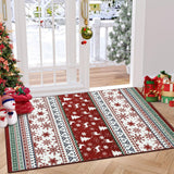 Garvee Paillasson navideño antideslizante lavable imitación de cashmere para salón, cocina y habitación infantil, 60x100cm, rojo - Rojo & Verde