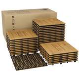 Garvee Juego de 33 Baldosas de Madera de Acacia Interbloqueables de 30 x 30 cm, Base de PP Antideslizante, para Balcón y Jardín - Amarillo
