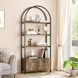 Garvee Estantería libros N-forma metal MDF organizador espacioso resistente varias medidas interior oficina sala marrón marco negro - Marrón