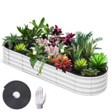 Garvee Hochbeet Ovalado de Metal Resistente y Duradero para Jardín 182x91x60cm Crema Blanco - Blanco hueso