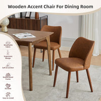Garvee Pack de 4 Sillas para Comedor de Piel PU Estilo Wingback Asiento Acolchado con Espuma y Patas Robustas de Madera Sillas Modernas de Cocina y Salón Color Marrón