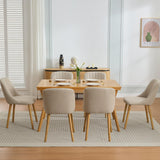 Garvee Sillas De Comedor Juego De 6 Tela Moderna Soporte Lumbar Ergonómico Patas Roble Macizo Beige Uso En Cocina Y Oficina