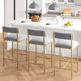 Garvee Set De 4 Taburetes De Bar Tapizados Altura De Mostrador Respaldo Y Reposapiés MDF Y Acero Cocina Comedor Negro