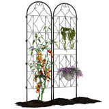 Garvee Enrejado de Jardín 2 PCS Metal Negro 191×51 cm Soporte para Plantas Trepadoras Exterior Patio Huerto - Black