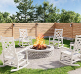 Garvee Set de 4 Sillas Mecedoras Adirondack para Exterior HDPE Resistente al Clima Soporta 172 kg Textura Madera Diseño Ergonómico Fácil Montaje para Patio y Jardín