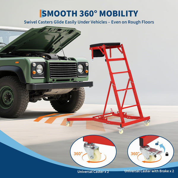 Tabla rodante 2 ruedas giratorias 2 frenos seguridad sin deslizamientos reparaciones vehículos