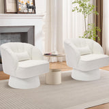 Garvee Silla Giratoria Moderna Barrel 360° Tela Teddy Acolchada Beige Para Sala Y Dormitorio - Beige