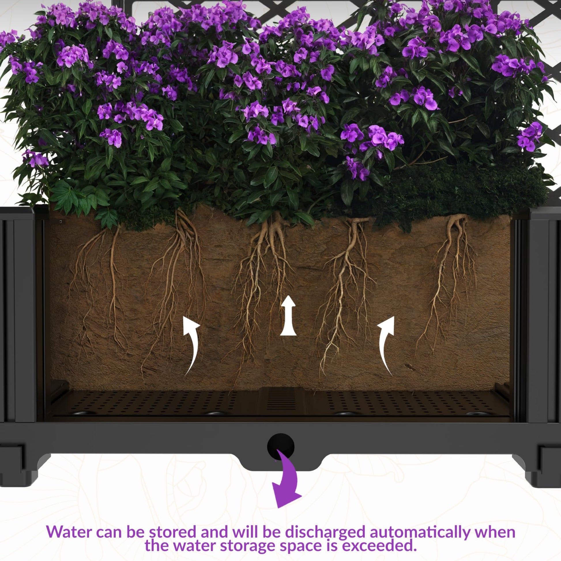Garvee Jardineras Elevadas con Enrejado 3 Piezas para Patios y Balcones, 41×41 cm Negro, Resistente y Ligero