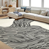 Garvee Alfombra De Área Para Sala De Estar Moderna Antideslizante De Lana Sintética 200x290cm Blanco Y Negro - Blanco & Negro