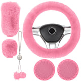 Garvee Set 6 Fundas Volante Coche Pelo Suave Rosa 38cm Diametro Accesorios Mujer - Traje Rosa