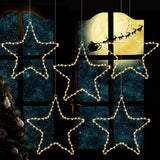 Garvee Luces de estrella navideñas 5 piezas de 6m con 60 LED de cobre, impermeables, baterías, interior y exterior - Blanco Cálido