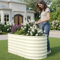 Garvee Jardineras Elevadas Galvanizadas 2 Pzs 122x61x61cm Beige - Acero Galvanizado, Resistente a la Oxidación, Jardinería Exterior