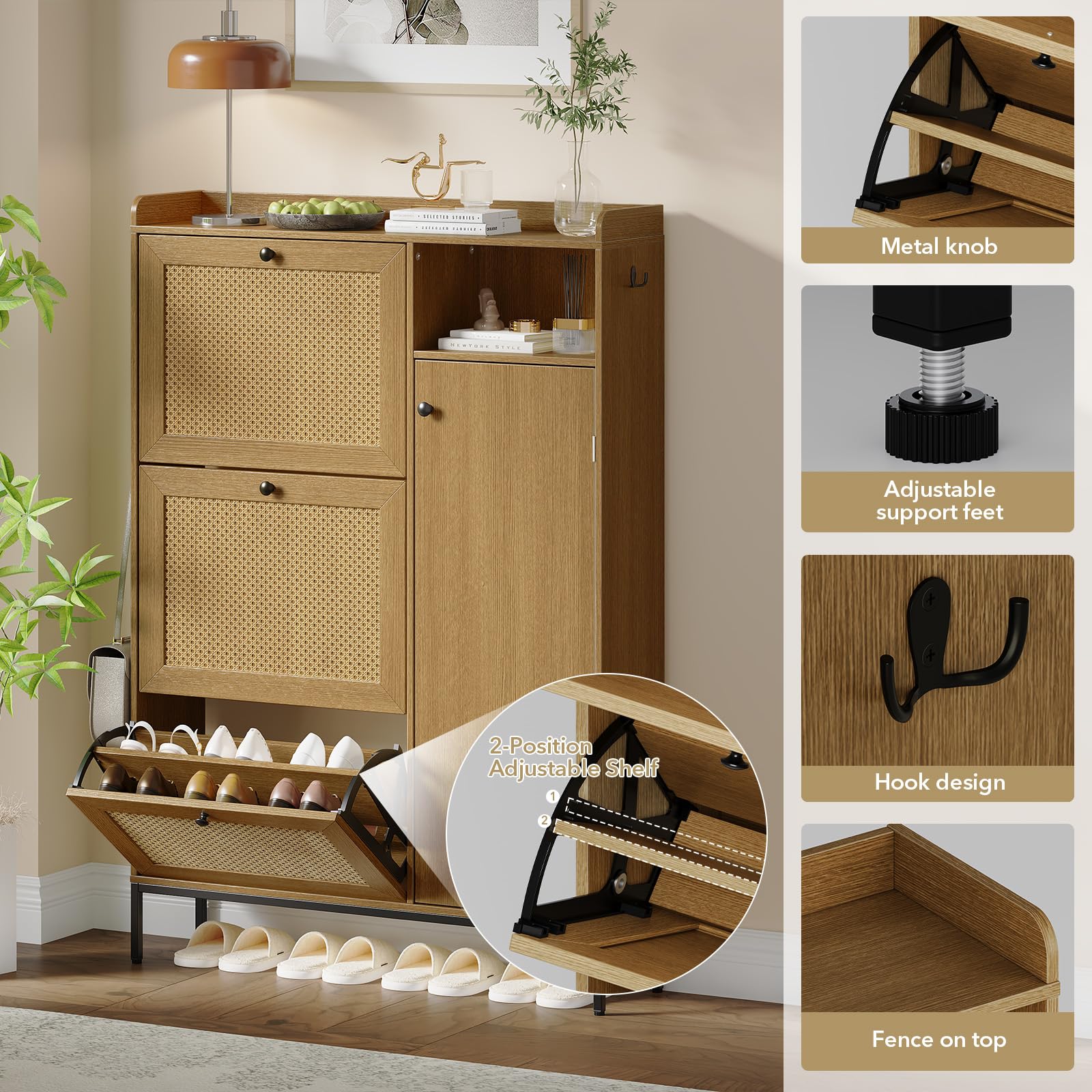 Gabinete para zapatos de madera MDF con cajones abatibles