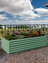 Garvee Jardineras Elevadas Galvanizadas 244 × 122 × 61 cm, 61 cm Altas, Resistente al Óxido, Metal para Exterior, Flores y Verduras - Verde