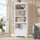 Garvee Estantería De 5 Niveles Con Puertas Y Estantes Ajustables Para Sala Y Oficina, 69'' Alta, MDF Duradero, Diseño Antideslizante, Neutral - Blanco