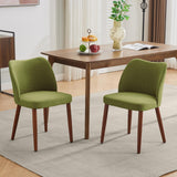Garvee Sillas De Comedor De Lino Juego De 2 Respaldo En Ala Cojines Gruesos Patas De Madera Pies Niveladores Para Comedor Y Sala - Verde-Lino