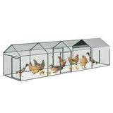 Garvee Gallinero de Metal Galvanizado Grande 4 Puertas 4 Compartimentos Cubierta Impermeable y Anti-UV Resistente para Pollos Patos Conejos Jardín y Exterior Color Galvanizado Natural 406 × 102 × 102cm - Plata