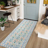 Garvee Alfombra Interior Boho Floral Negra 80x150cm Antideslizante Baja Altura Fibras Sintéticas Lavable - Beige
