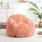 Garvee Sillón Puff de Piel Sintética para Adultos y Niños, Diseño Estructurado, Espuma Suave, Peluche PV, Resistente y Cómodo, Salón y Dormitorio, 94×96×65 cm, Gris - Naranja
