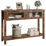 Garvee mesa consola de madera para entrada con 2 cajones de vidrio, almacenamiento amplio, MDF resistente, estilo Vintage, 109.9x30.0x79.8cm, Negro - Vintage