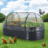 Garvee Maceta Alta de Metal, con Red Anti-Pájaros, Acero, Resistente al Clima y Robusto, para Jardín y Terraza - Gris-Cubierta
