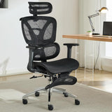 Garvee Silla de Oficina Ergonómica de Alta Gama en Malla Transpirable con Reposapiés Marco Negro y Malla Negra - Negro