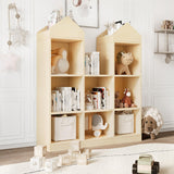 Garvee Estantería infantil estilo casita MDF PB 8 compartimentos almacenamiento libros juguetes interior dormitorio guardería color madera natural