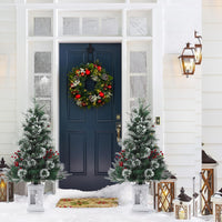 Garvee Árbol de Navidad Mini 90cm con Muñeco de Nieve, LED Blanco Cálido y Base Blanca, Decoración Festiva Preiluminada para Hogar y Oficina, 2 Paquetes