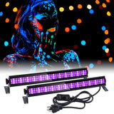 Garvee Lámpara UV Schwarzlicht 2x36W 12 LED 390-400nm UVA Alta Potencia para Halloween y Fiesta, Cable 1.5M, Negro