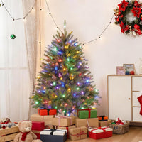 Garvee Árbol de Navidad Artificial con Iluminación LED y Ramas Plegables, Soporte Metálico, 135-270CM, Color Verde Clásico para Decoración Interior y Exterior