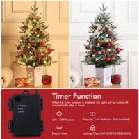 Garvee Árbol de Navidad Artificial 90cm 78 Luces LED Función Temporizador Material PE&PVC Base Blanca Estable Hogar Oficina